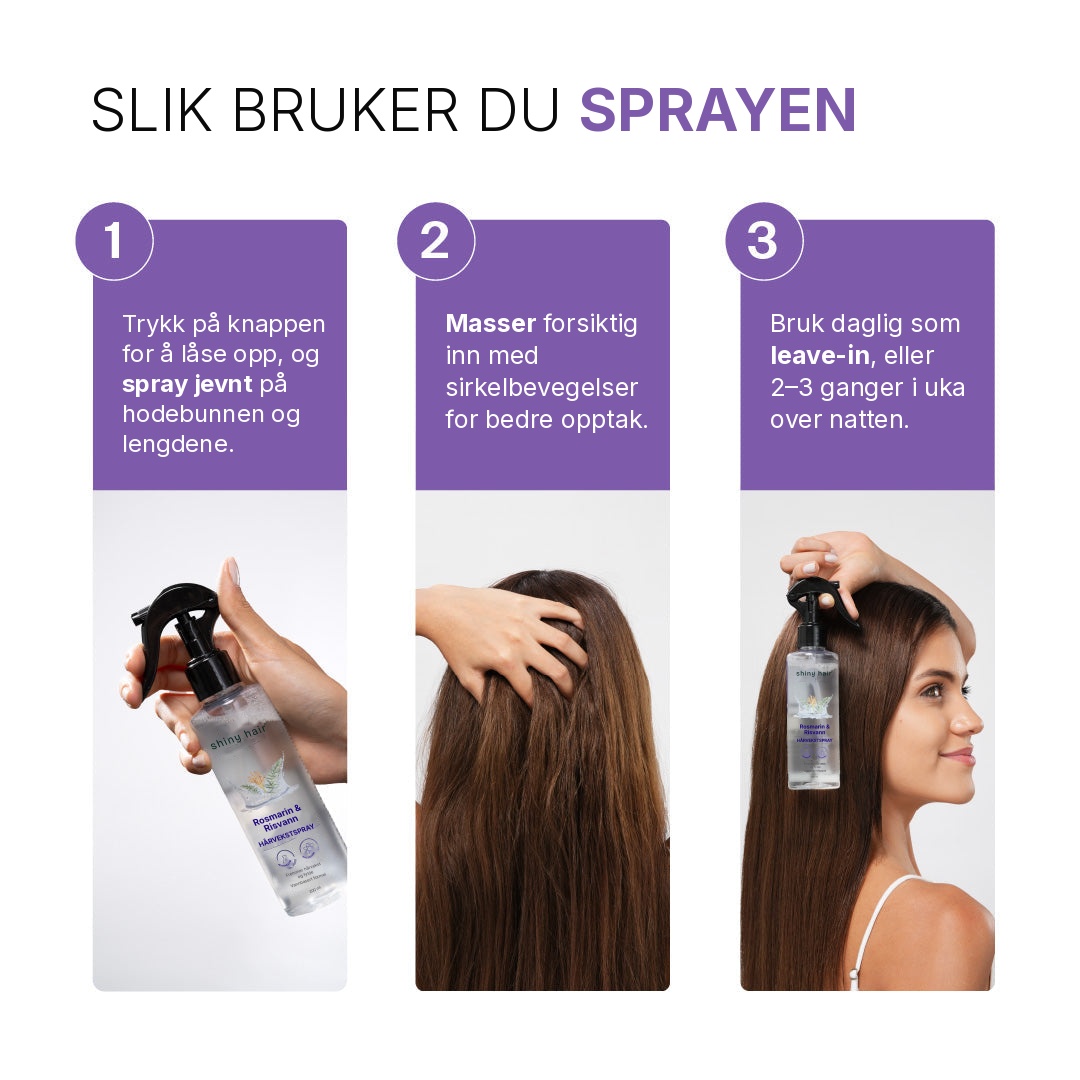 Hårvekstspray med rosmarin og risvann